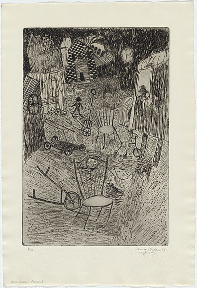 Artist: b'WALKER, Murray' | Title: b'Bush battlers paradise.' | Date: 1966 | Technique: b'etching and aquatint, printed in black ink, from one plate'