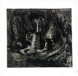 Artist: b'MACQUEEN, Mary' | Title: b'Still life with pewter' | Date: c.1958 | Technique: b'etching, aquatint and burnishing, printed in brown ink with wiped highlights, from one plate' | Copyright: b'Courtesy Paulette Calhoun, for the estate of Mary Macqueen'