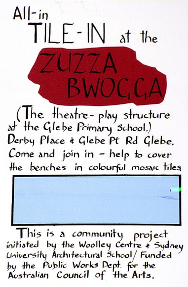 Artist: b'Bramley-Moore, Mostyn.' | Title: b'All-in Tile-in Zuzza Bwogga' | Technique: b'screenprint, printed in colour, from multiple stencils'