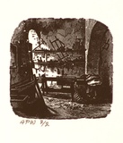 Artist: STOCKFELD, R.H. | Title: not titled [interior of wood work shed] | Date: c.1935 | Technique: engraving, printed in black ink, from one copper plate