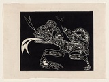 Title: not titled [frog motif] | Date: 1974-89 | Technique: linocut, printed in black ink, from one block