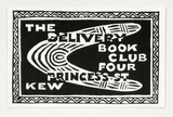 Artist: Derham, Frances. | Title: Bookplate: The Delivery Book Club, 4 Princess Street, Kew. | Date: (1925) | Technique: linocut, printed in black ink, from one block