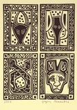 Artist: b'Alexander, Gregory.' | Title: b'Four decorative heads' | Date: 1995, September | Technique: b'linocut, printed in black ink, from one block'