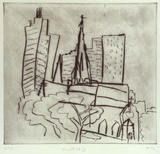 Artist: FURLONGER, Joe | Title: View of St. Pats 7 (clean plate) | Date: 1992 | Technique: drypoint, printed in black ink with plate-tone, from one plate