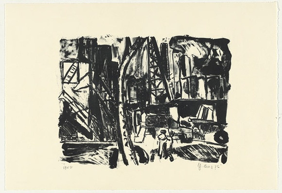 Artist: b'Boag, Yvonne.' | Title: b'not titled [construction site]' | Date: 1986 | Technique: b'lithograph, printed in black ink, from one stone' | Copyright: b'\xc2\xa9 Yvonne Boag'