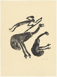 Artist: b'Narbarlambarl, Peter.' | Title: b'Mimi spirit hunting Ngurrudu (emu)' | Date: 1998 | Technique: b'lithograph, printed in black ink, from one stone'