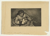 Artist: b'Groblicka, Lidia.' | Title: b'My mother sewing' | Date: 1955-56 | Technique: b'etching and aquatint, printed in black ink, from one plate'