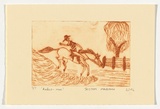 Artist: b'Malbunka, Tristam.' | Title: b'Rodeo man' | Date: 2004 | Technique: b'drypoint etching, printed in brown ink, from one perspex plate'