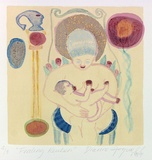 Artist: b'Fogwell, Dianne.' | Title: b'Feeding Reuben.' | Date: 1989 | Technique: b'relief-etching, printed in colour, from one plate; hand-coloured'