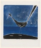 Artist: b'Ratas, Vaclovas.' | Title: b'Lagoon bird' | Date: 1965 | Technique: b'woodcut, printed in colour, from two blocks in blue and black inks'