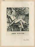 Artist: b'FEINT, Adrian' | Title: b'Bookplate: John Winter.' | Date: 1933 | Technique: b'etching, printed in greenish-black ink, from one plate' | Copyright: b'Courtesy the Estate of Adrian Feint'