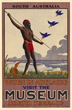 Artist: HARROLD, M | Title: When in Adelaide visit the museum | Date: c.1935 | Technique: lithograph, printed in colour, from one stone [or plate]