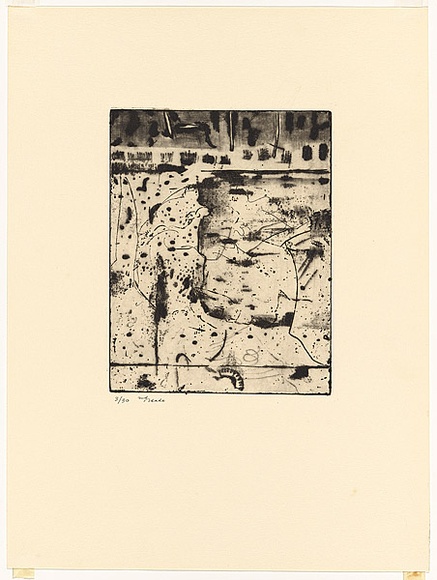 Artist: b'WILLIAMS, Fred' | Title: b'Yarra billabong, Kew. Number 3' | Date: 1975 | Technique: b'etching, electric hand engraving tool, engraving roulette, printed in black ink, from one copper plate' | Copyright: b'\xc2\xa9 Fred Williams Estate'