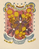 Artist: OGILVIE, Helen | Title: Greeting card: Christmas Orchids | Technique: linocut, printed in colour, from multiple blocks