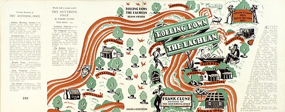 Artist: b'FEINT, Adrian' | Title: b'Book cover: Rolling down the Lachlan.' | Date: 1927-1935 | Copyright: b'Courtesy the Estate of Adrian Feint'