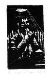 Artist: b'Kelly, William.' | Title: bKrapp's last tape | Date: 1963 | Technique: b'woodcut' | Copyright: b'\xc2\xa9 William Kelly'