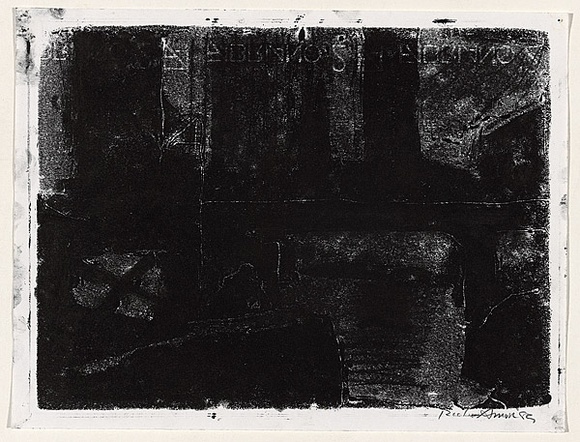 Artist: b'AMOR, Rick' | Title: b'not titled (dark landscape).' | Date: 1989 | Technique: b'monotype, printed in black ink, from one plate, with paper mark'