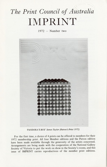 Artist: b'PRINT COUNCIL OF AUSTRALIA' | Title: b'Periodical | Imprint. Melbourne: Print Council of Australia, vol. 07, no. 2,  1972' | Date: 1972