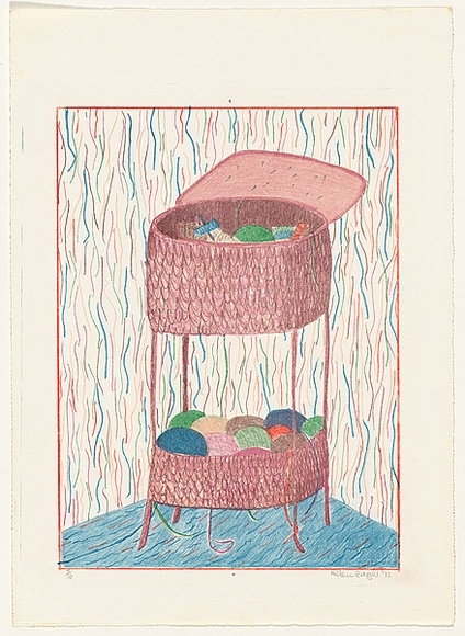 Title: b'not titled [pink wool basket]' | Date: 1977 | Technique: b'lithograph, printed in colour, from multiple stones [or plates]'