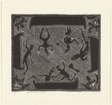 Artist: b'MOTLOP, Victor' | Title: b'Battle during trading' | Date: 2000 | Technique: b'linocut, printed in black ink, from one block'