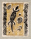 Artist: Palmer, Ethleen. | Title: (Aboriginal style lizard) | Date: c.1955 | Technique: screenprint, printed in colour, from multiple stencils