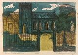 Artist: ROSENGRAVE, Harry | Title: Three generations | Date: 1956 | Technique: linocut, printed in colour, from four blocks and overprinted in lithography with black ink from one plate