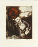 Artist: Shorter, Barry. | Title: The wind under the door | Date: 1990 | Technique: etching, printed in colour, from multiple plates