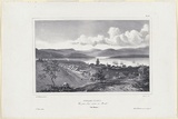 Title: Hobart-town. Vue prise d'un ravin au Nord. (Van Diemen). (Hobart Town from the north) | Date: c.1833 | Technique: lithograph, printed in black ink, from one stone