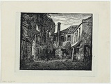 Artist: b'LINDSAY, Lionel' | Title: b'(Old farm buildings) [verso]' | Technique: b'wood-engraving, printed in black ink, from one block' | Copyright: b'Courtesy of the National Library of Australia'