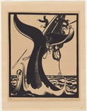 Artist: Thake, Eric. | Title: The Flukes, Moby Dick | Date: 1931 | Technique: linocut, printed in black ink, from one block