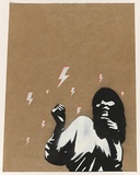 Artist: Proof. | Title: Not titled [lightening]. | Date: 2004 | Technique: stencil, printed in black and white ink, from multiple stencils; white and orange posca texta