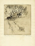 Artist: HARVEY, Mary | Title: Wright's Barn. | Date: 1940 | Technique: etching, printed in black ink, from one brass plate