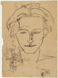 Artist: b'Simon, Bruno.' | Title: b'The poet, George Rapp' | Date: 1940 | Technique: b'monotype, printed in brown ink, from one plate'