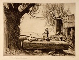 Artist: LINDSAY, Lionel | Title: The trough, Ambleside | Date: 1925 | Technique: drypoint, printed in brown ink, from one plate | Copyright: Courtesy of the National Library of Australia