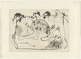 Artist: BOYD, Arthur | Title: Sleeping potter with tree decoration. | Date: (1968-69) | Technique: etching and aquatint, printed in black ink, from one plate | Copyright: Reproduced with permission of Bundanon Trust