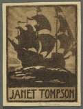 Artist: Coleman, Constance. | Title: Bookplate: Janet Tompson. | Date: 1940s | Technique: aquatint, printed in brown ink with plate-tone, from one plate
