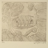 Artist: b'Nuggett, Amy.' | Title: b'Lakarnti' | Date: 1994, October - November | Technique: b'etching, printed in black ink, from one plate'