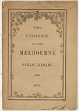 Title: b'[front cover eucalyptus coriacea] The Catalogue of the Melbourne Public Library for 1861.' | Date: 1861 | Technique: b'woodengraving, printed in black ink, from one block'