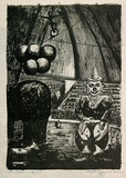 Artist: ROSENGRAVE, Harry | Title: The clown [recto]; The clown [verso] | Date: 1952 | Technique: lithograph, printed in black ink, from one stone