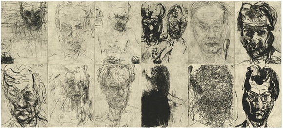 Artist: b'PARR, Mike' | Title: b'12 untitled self-portraits (set 1).' | Date: 1989 | Technique: b'drypoint, printed in black ink, from one copper plate'