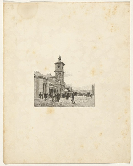 Title: b'Railway station, Albury' | Date: 1886-88 | Technique: b'wood-engraving, printed in black ink, from one block'