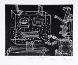 Artist: b'COLEING, Tony' | Title: bSorry, not tonight, I've got a headache. | Date: 1986 | Technique: b'aquatint, printed in black ink, from one plate'
