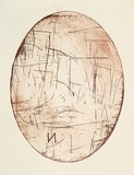 Artist: Nixon, John. | Title: not titled | Date: 1985 | Technique: etching, printed in red-brown ink with plate-tone, from one plate