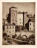 Artist: LINDSAY, Lionel | Title: The monastery, Guadalupe | Date: 1927 | Technique: drypoint printed in brown ink with plate-tone, from one plate | Copyright: Courtesy of the National Library of Australia