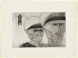 Artist: b'Brack, John.' | Title: b'Jockeys returning.' | Date: 1956 | Technique: b'etching, printed in black ink with plate-tone, from one plate' | Copyright: b'\xc2\xa9 Helen Brack'