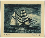 Title: The brigantine | Date: 1940s | Technique: etching, printed in blue ink, from one plate