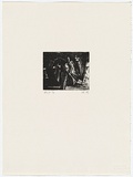 Artist: b'Hunter, Vera.' | Title: b'not titled [figure in front of abstract geometric form]' | Date: 1989, June | Technique: b'etching and aquatint, printed in black ink, from one plate'