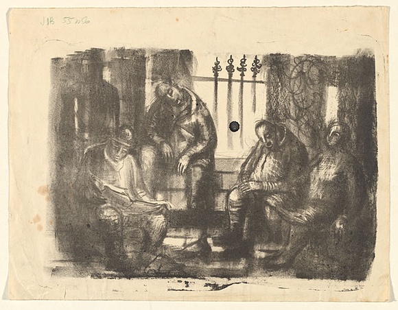 Artist: b'Dawson, Janet.' | Title: b'Figure group.' | Date: (1956) | Technique: b'lithograph, printed in black ink, from one stone' | Copyright: b'\xc2\xa9 Janet Dawson. Licensed by VISCOPY, Australia'