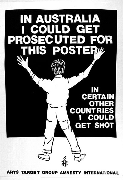 Artist: STANNARD, Chris | Title: ...I Could Get Shot | Date: 1991, July | Technique: screenprint, printed in black ink, from one stencil