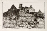 Artist: b'SIDMAN, William' | Title: b'The Rocks, old Sydney' | Date: 1911, September | Technique: b'etching, printed in black ink, from one copper plate'